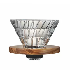 Hario V60 Glass Dripper Olive Wood Holder 02