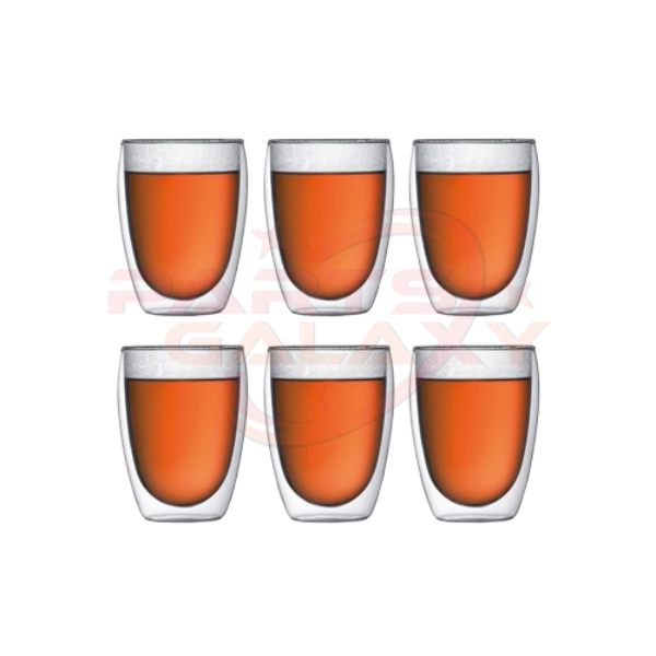 Bodum Pavina Medium Glass, Double Wall, 0.35 L, 12oz- Set of 6 Glasses
