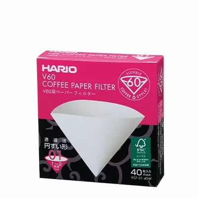 Hario V60 Paper Filter 01 W 40 Sheets