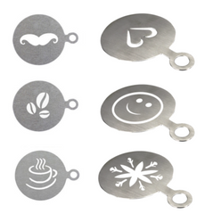 Krome Barista Stencils Stainless Steel 6 Pcs Set